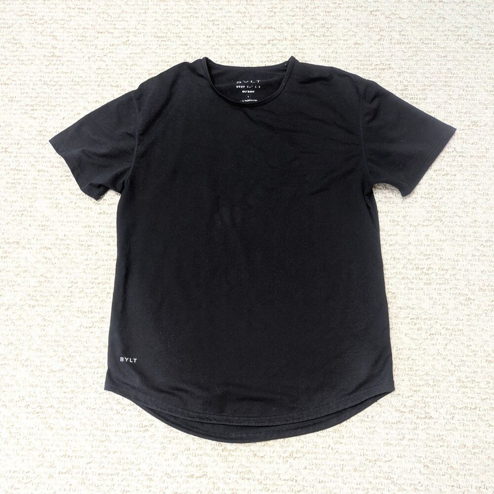 BYLT Mens Sz L Drop Cut S/S Basic Stretchy T-Shirt Athleisure Minimalist Casual